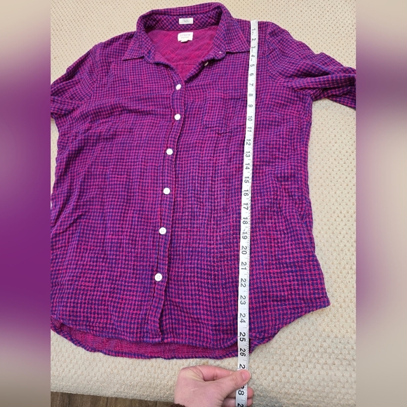 J.Crew Boy FitWomens perfect Shirt Blouse Button Down Purple Pink Plaid M Medium - Picture 4 of 8